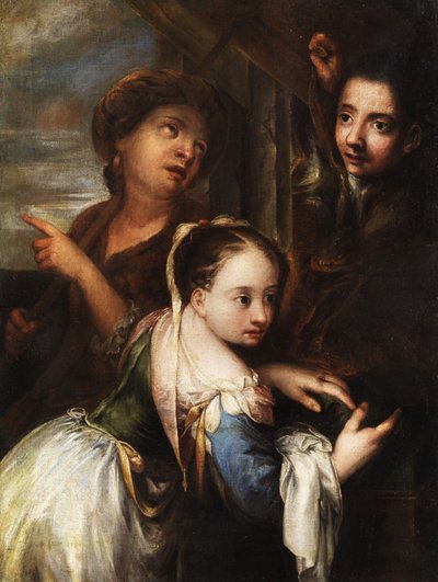 Jeune fille à côté de sa mère et d